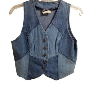 Vtg 1970's Body English - Remington Express Patchwork Jean Vest - Women's Small